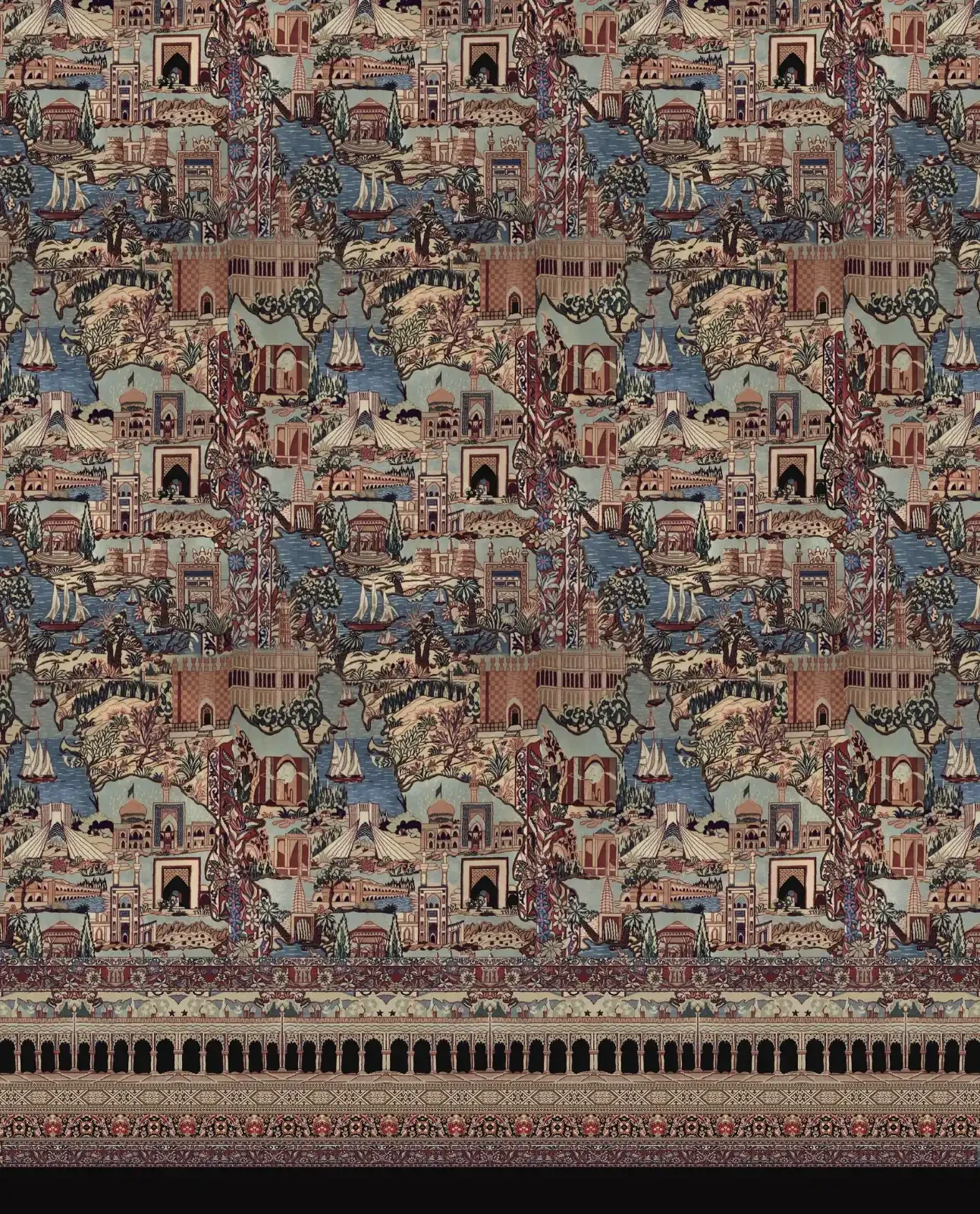 A grid of textile patterns and motifs spanning several years of surface-design work.